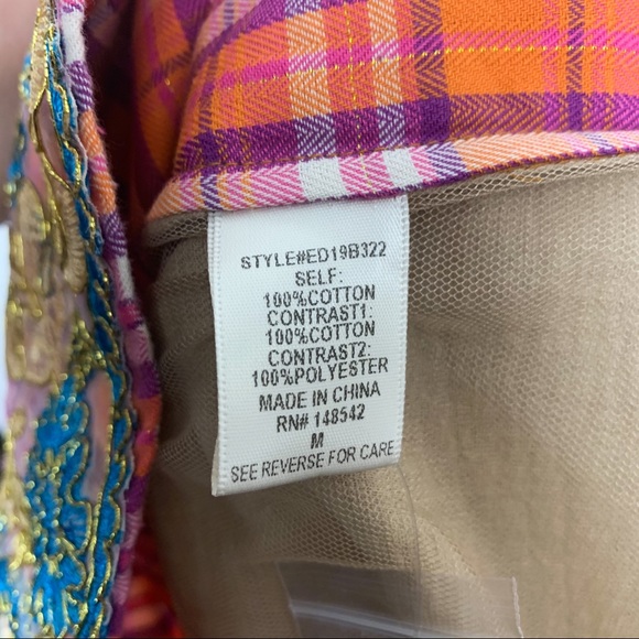 NWT Aratta Masterpiece Plaid Bird Embroidery Shirt - Picture 9 of 10